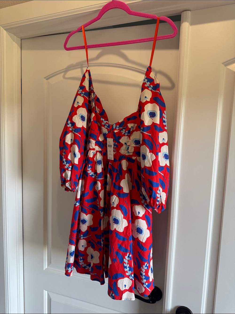 NWT Hutch Red Floral Mini Dress with Blue & White Flowers